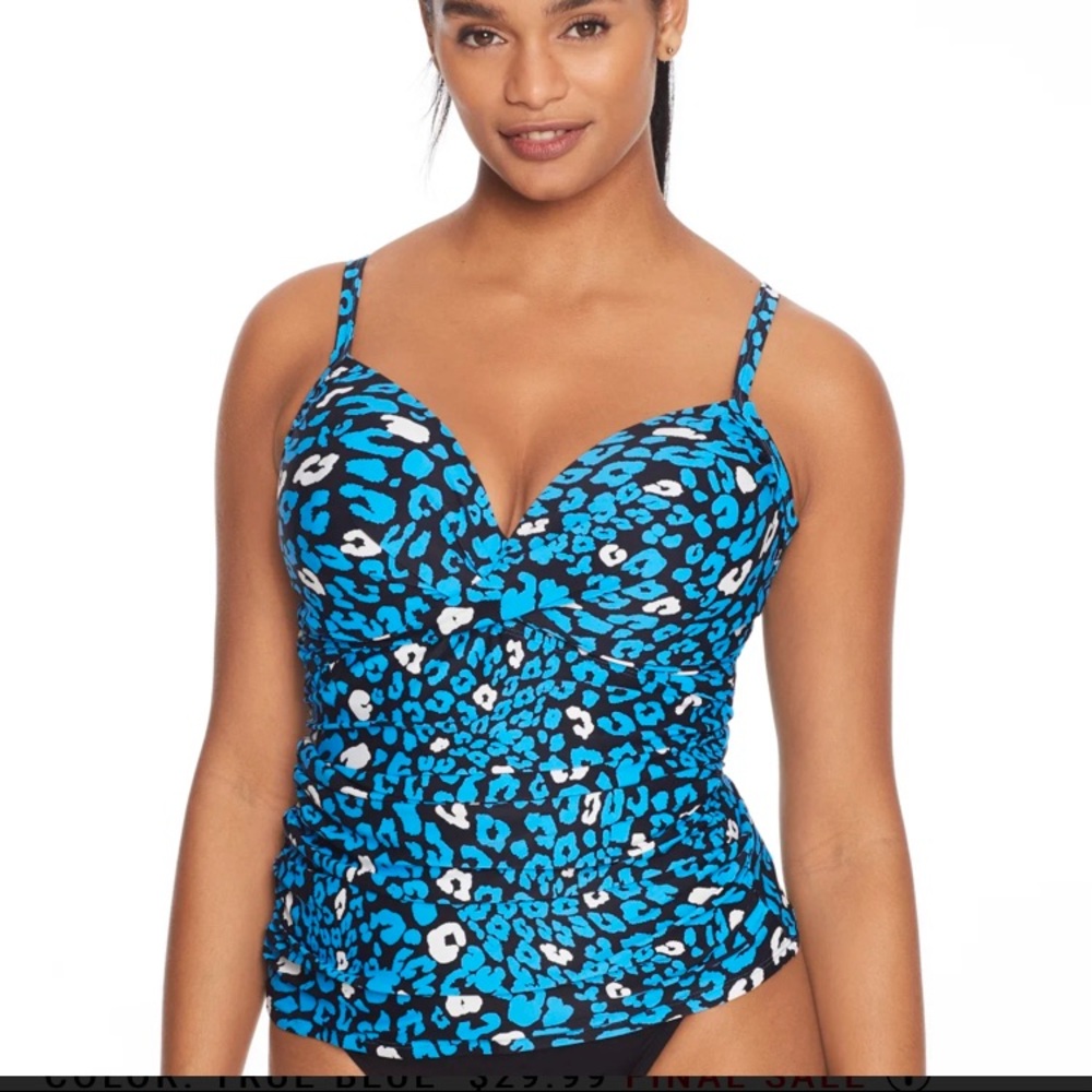 Coco Reef Enrapture Bra Sized Wrap Underwire Tankini Top - Antibes Leopard NWT - Picture 2 of 7